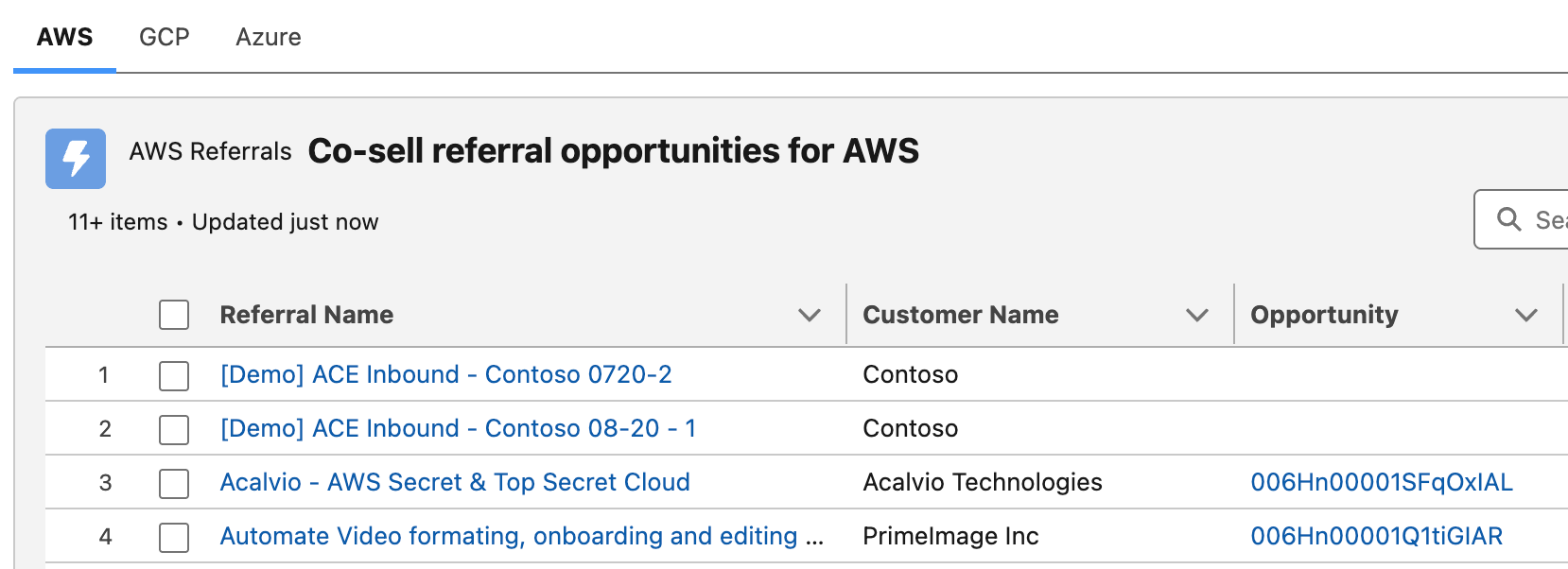 Suger Salesforce table view with new sortable and filterable columns for marketplace listings
